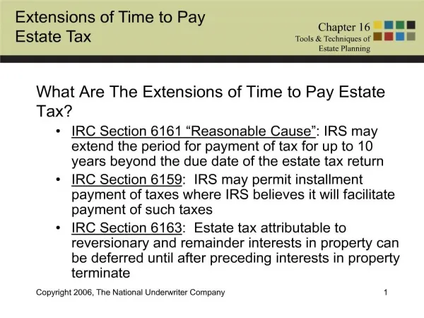 What Are The Extensions of Time to Pay Estate Tax
