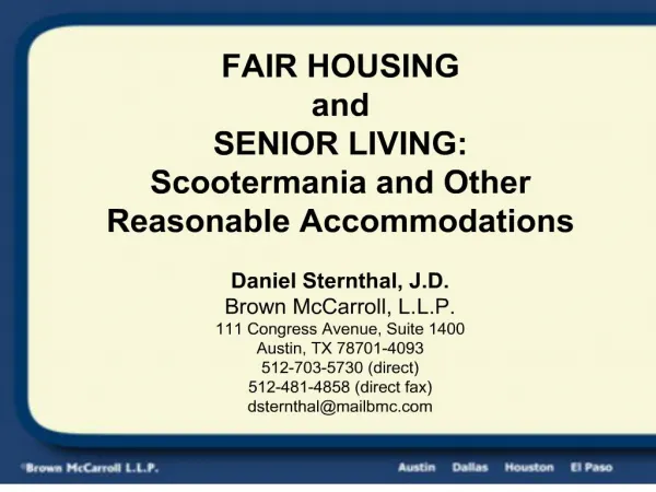 FAIR HOUSING and SENIOR LIVING: Scootermania and Other Reasonable Accommodations