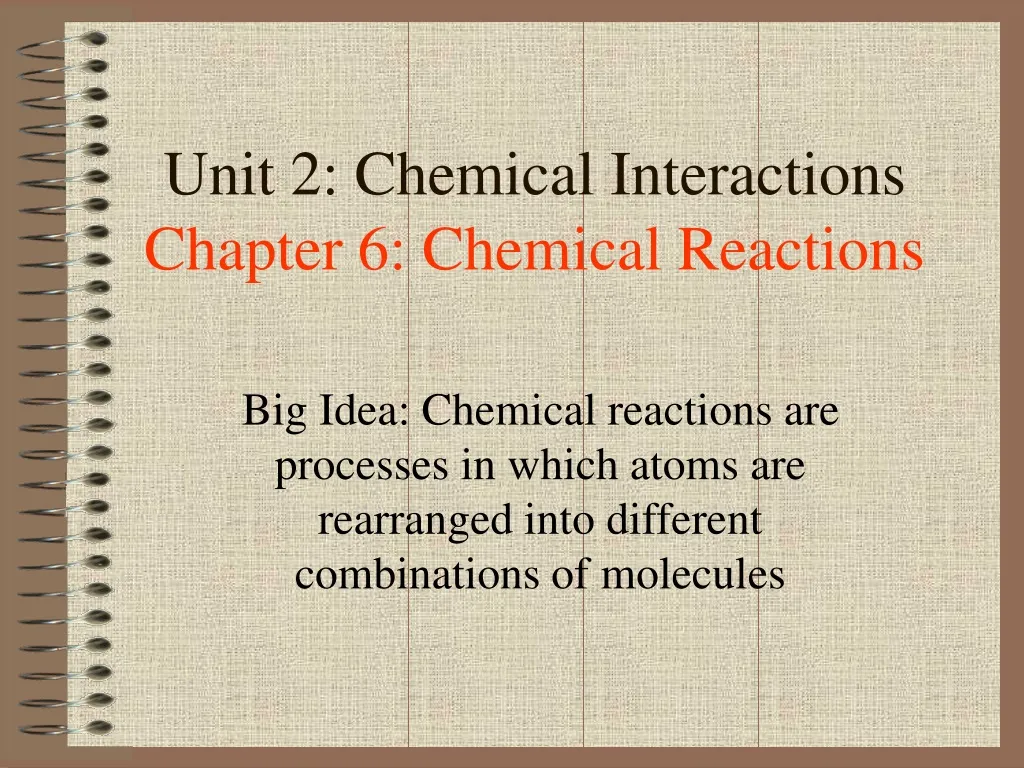 unit 2 chemical interactions chapter 6 chemical reactions