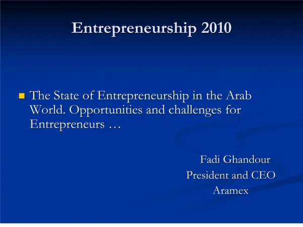Entrepreneurship 2010
