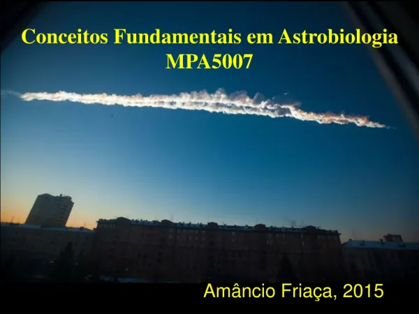 Conceitos Fundamentais em Astrobiologia MPA5007
