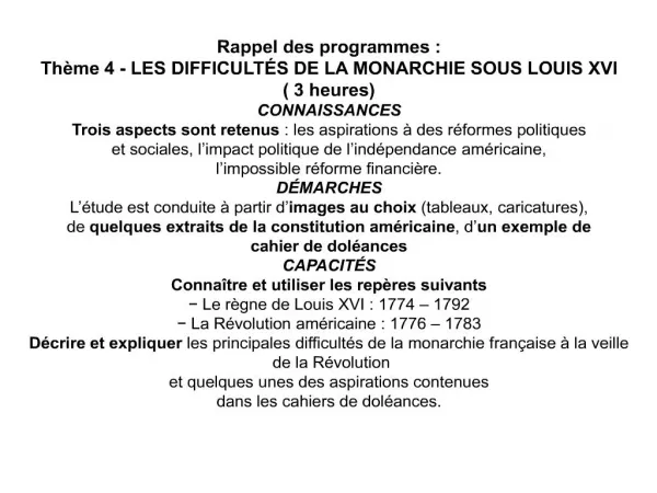Les difficult s de la monarchie sous Louis XVI