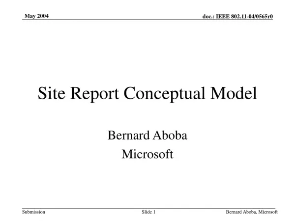Site Report Conceptual Model