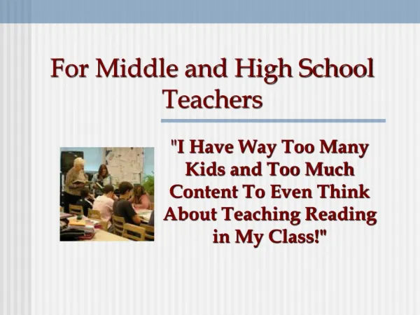 For Middle and High School Teachers