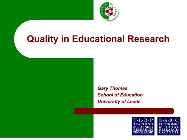 Quality in Educational Research