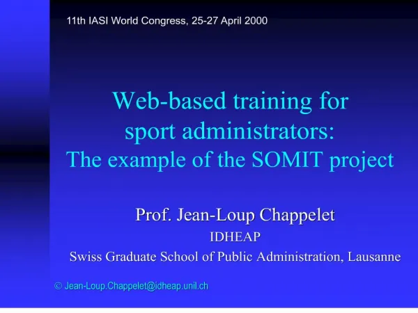 Web-based training for sport administrators: The example of the SOMIT project
