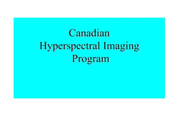 Canadian Hyperspectral Imaging Program