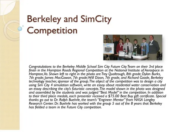 Berkeley and SimCity Competition