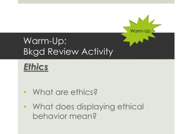 Warm-Up: Bkgd Review Activity