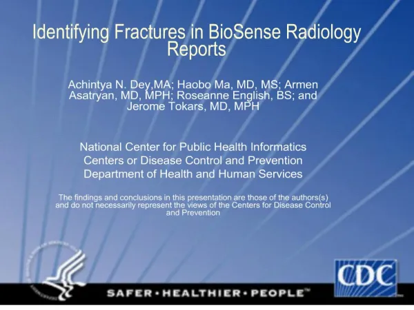Identifying Fractures in BioSense Radiology Reports