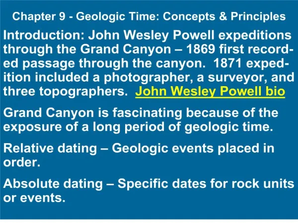 Chapter 9 - Geologic Time: Concepts Principles