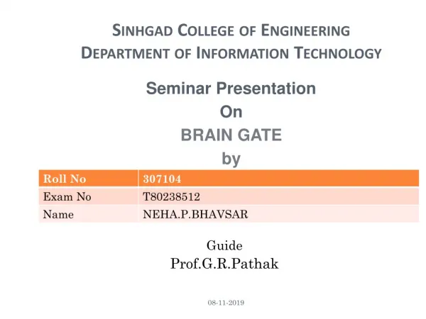 Sinhgad College of Engineering Department of Information Technology