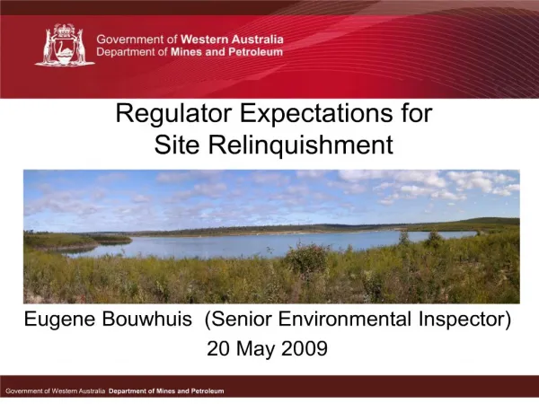 Regulator Expectations for Site Relinquishment