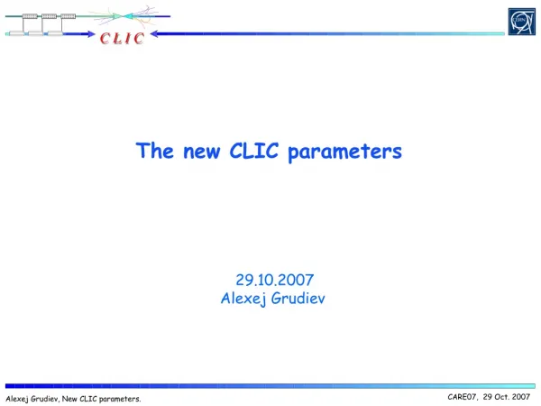 The new CLIC parameters