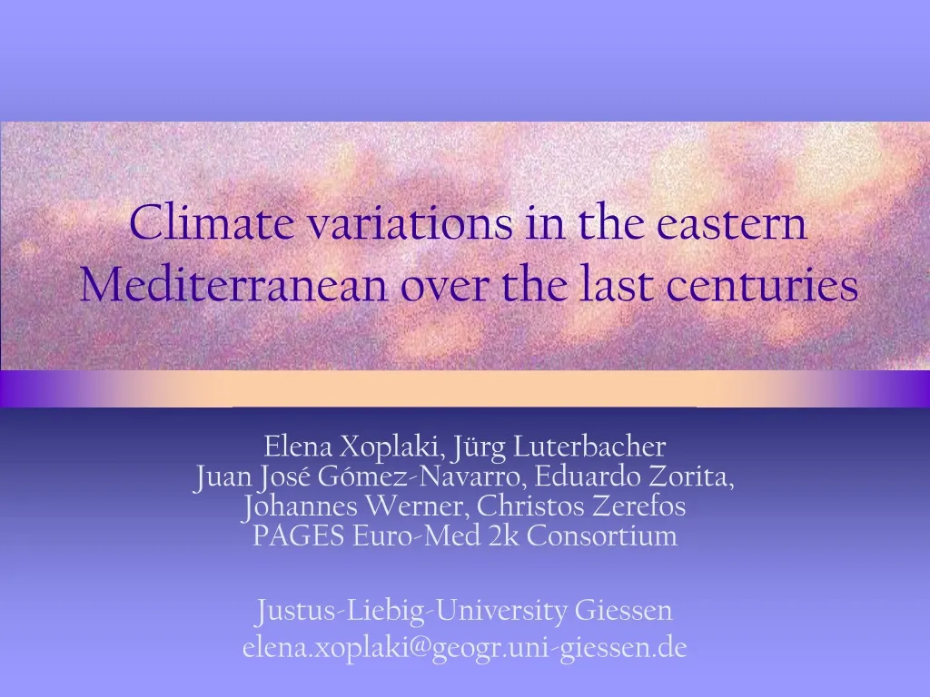 climate variations in the eastern mediterranean over the last centuries