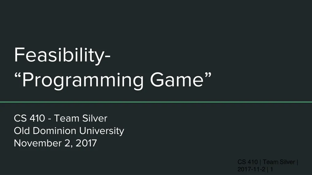 feasibility programming game