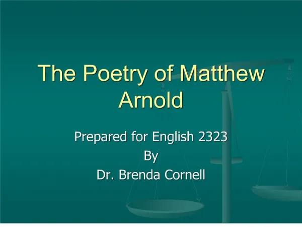 The Poetry of Matthew Arnold