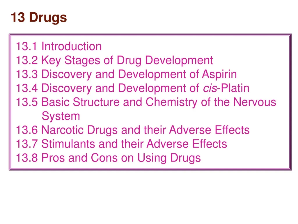 13 1 introduction 13 2 key stages of drug