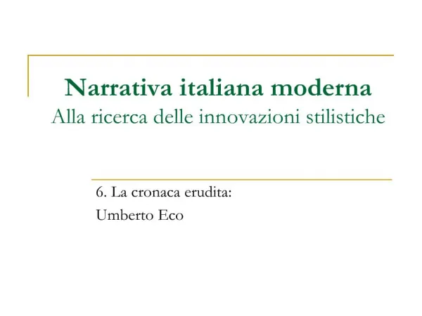 Narrativa italiana moderna Alla ricerca delle innovazioni ...