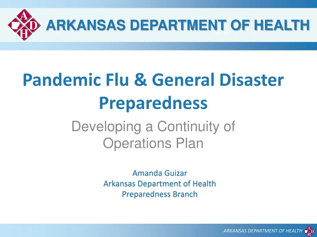 pandemic flu general disaster preparedness