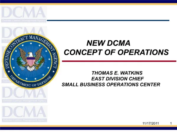 New DCMA Concept of Operations