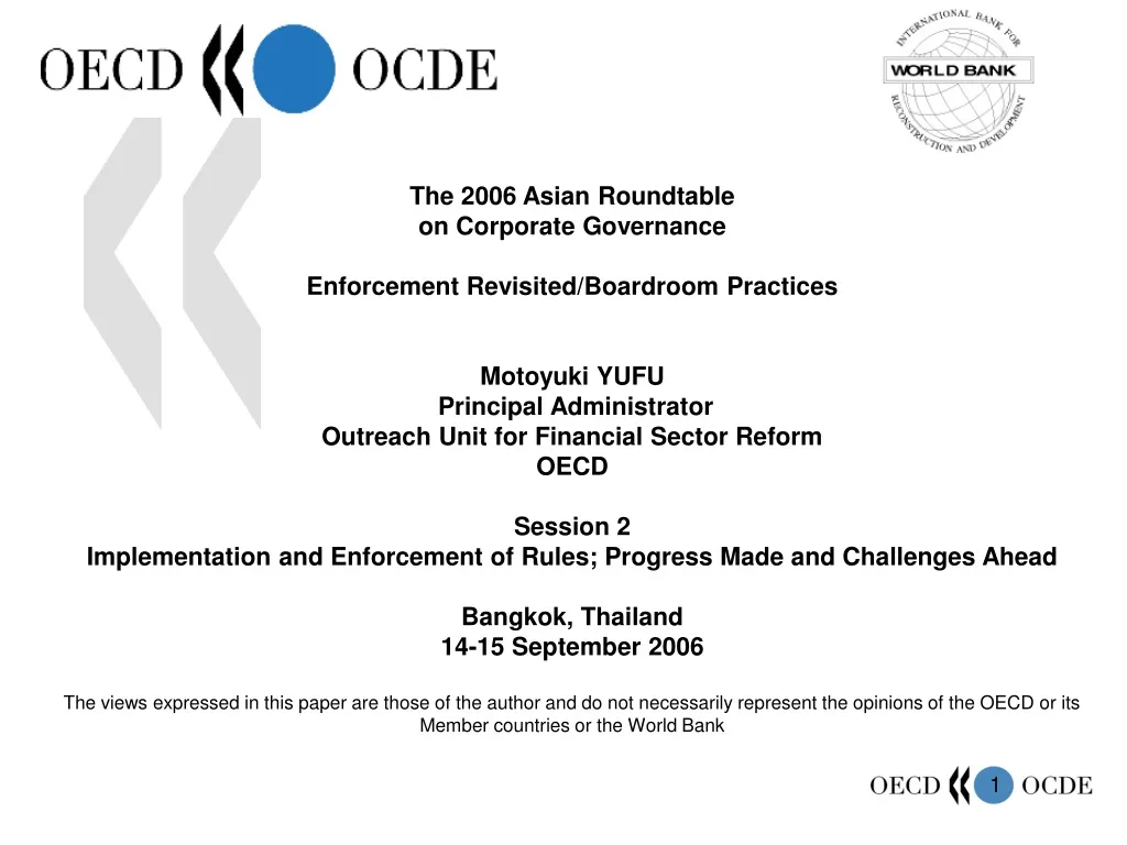 the 2006 asian roundtable on corporate governance