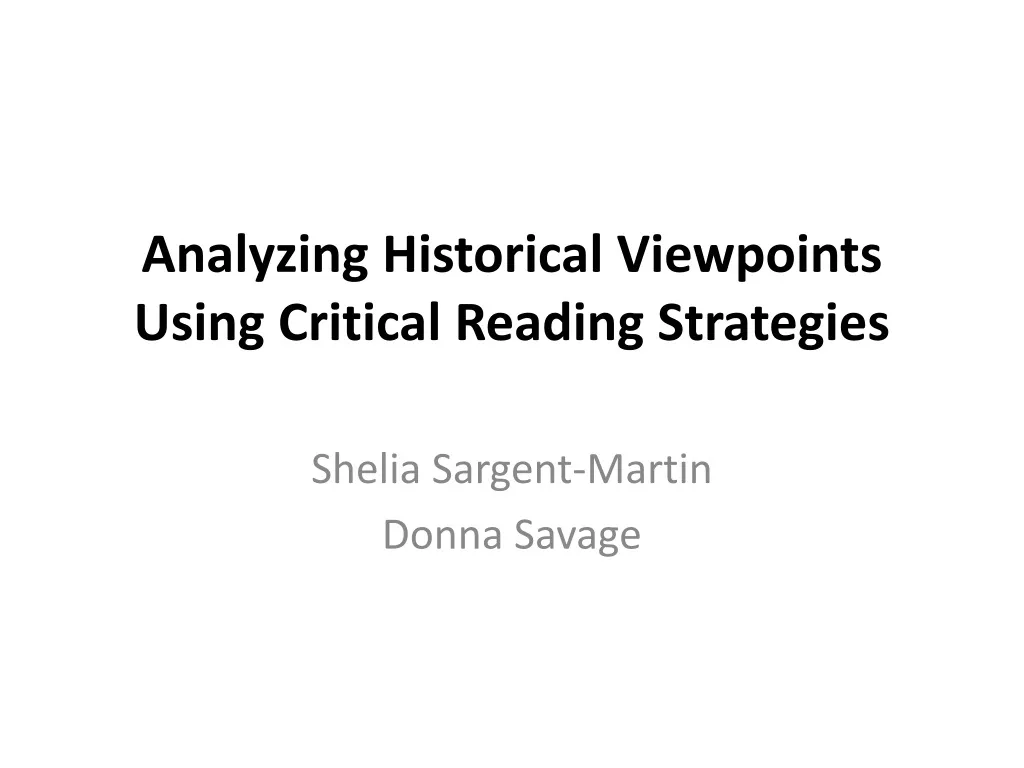 analyzing historical viewpoints using critical reading strategies