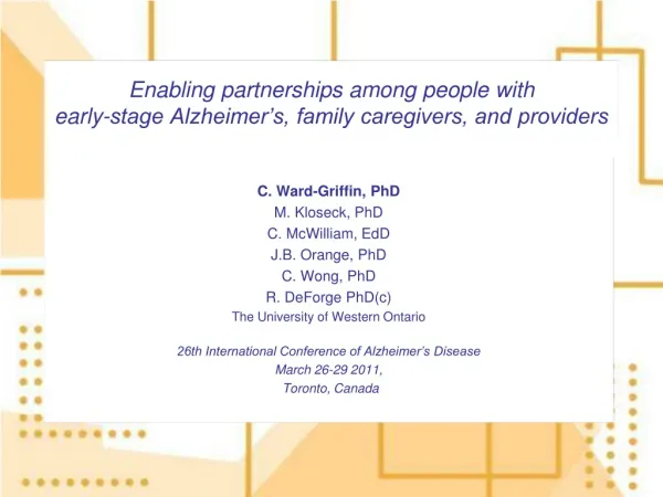 Enabling partnerships among people with early-stage Alzheimer’s, family caregivers, and providers