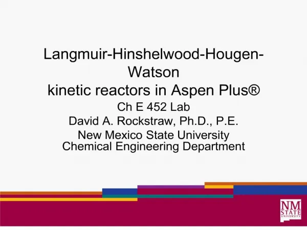 Langmuir-Hinshelwood-Hougen-Watson kinetic reactors in Aspen Plus