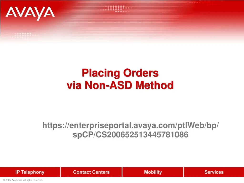 placing orders via non asd method