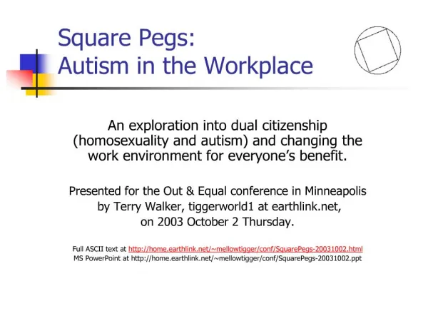 Square Pegs: Autism in the Workplace