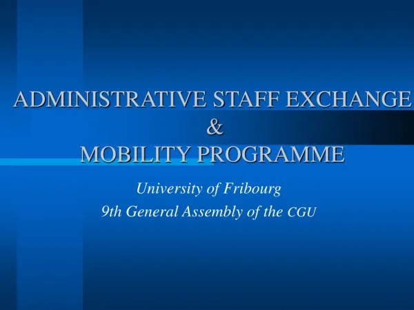 ADMINISTRATIVE STAFF EXCHANGE &amp; MOBILITY PROGRAMME