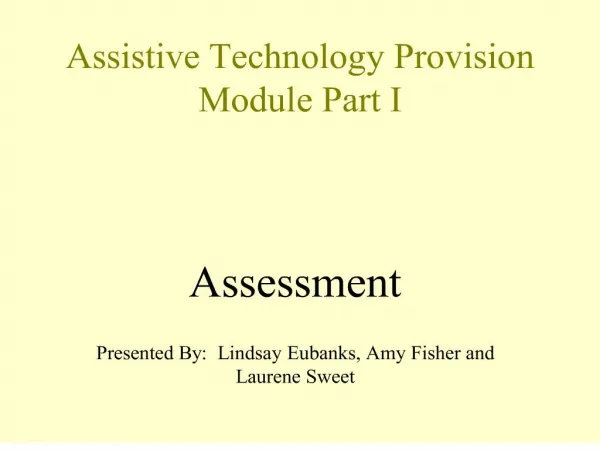 Assistive Technology Provision Module Part I