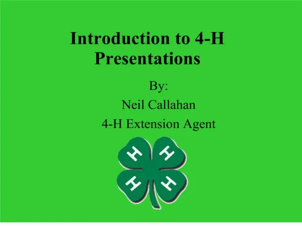 Introduction to 4-H Presentations