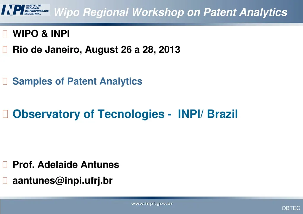 wipo regional workshop on patent analytics