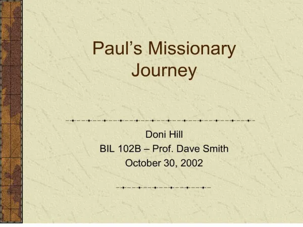 Paul s Missionary Journey