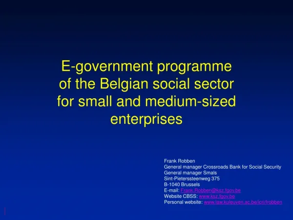 E-government programme of the Belgian social sector for small and medium-sized enterprises