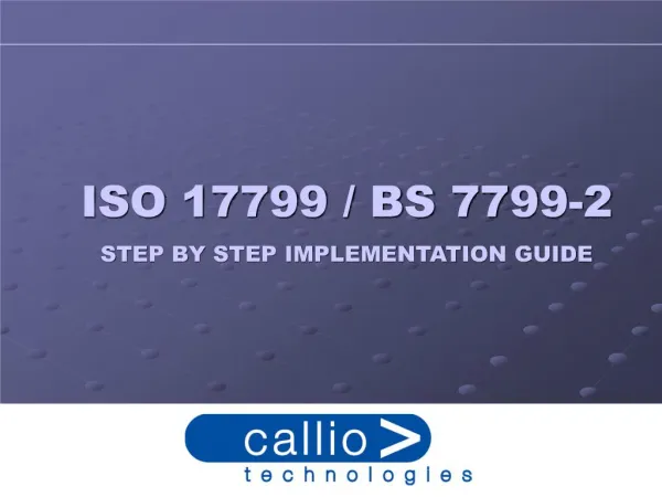 ISO 17799 BS 7799-2