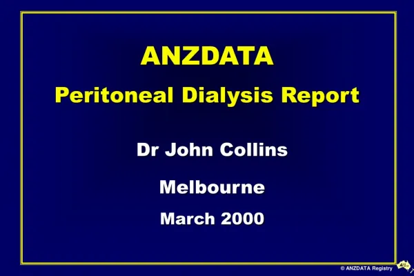 ANZDATA Peritoneal Dialysis Report