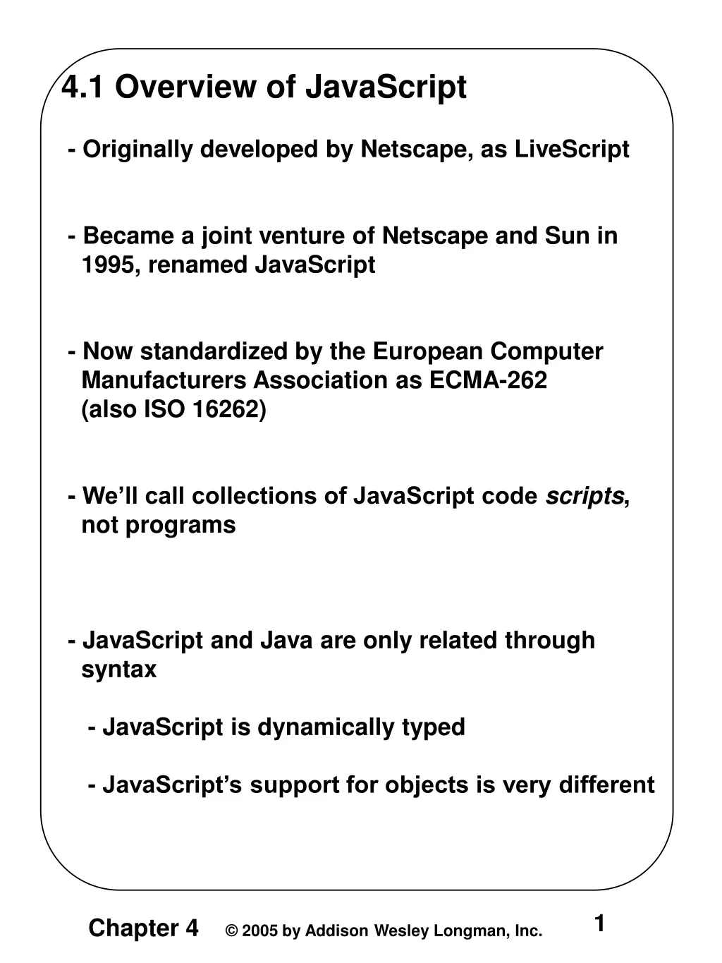 4 1 overview of javascript originally developed