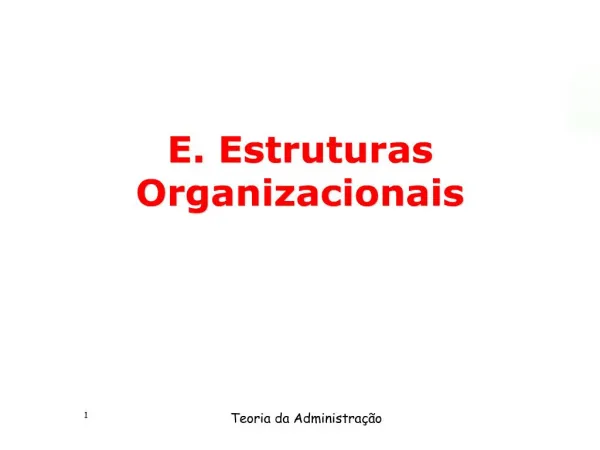 E. Estruturas Organizacionais