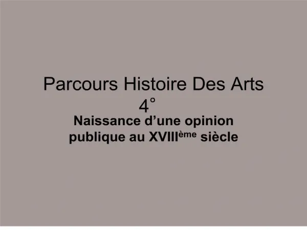 Parcours Histoire Des Arts 4
