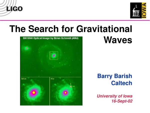 The Search for Gravitational Waves Barry Barish Caltech University of Iowa 16-Sept-02