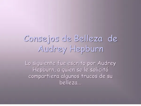 Consejos de Belleza de Audrey Hepburn