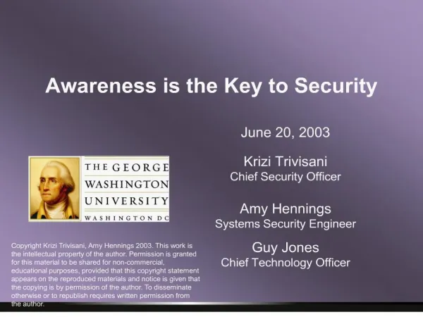 Awareness is the Key to Security