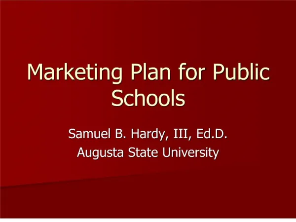 Marketing Plan for Public Schools