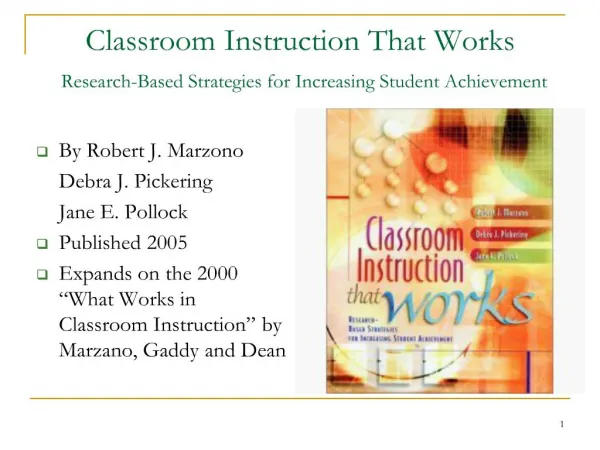 Classroom Instruction That Works Research-Based Strategies for Increasing Student Achievement
