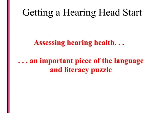Hearing Head Start Project