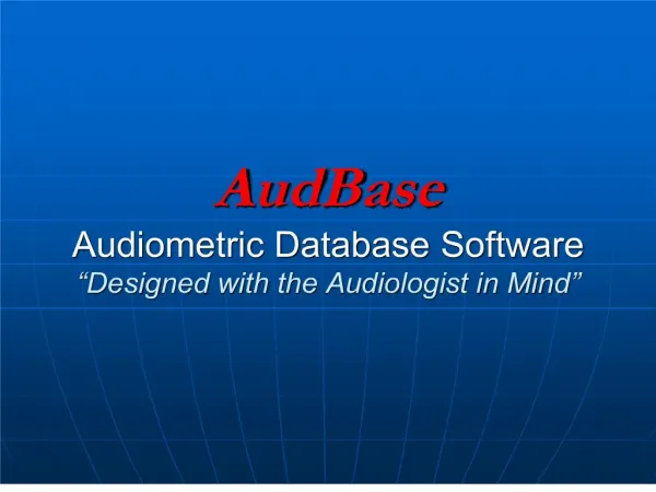 AudBase Audiometric Database Software