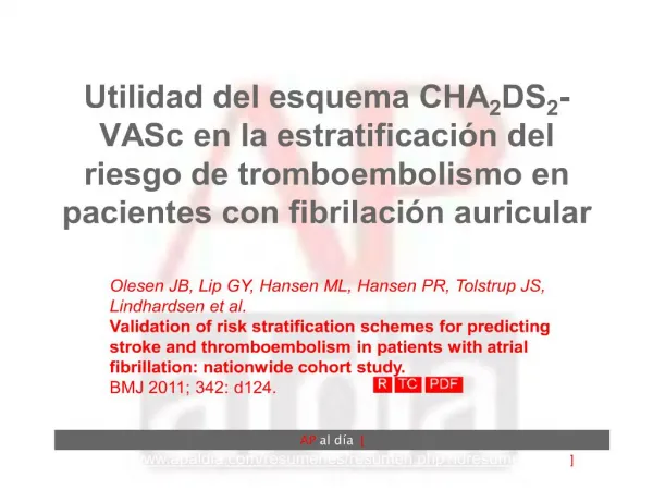 Utilidad del esquema CHA2DS2-VASc en la estratificaci n del riesgo de tromboembolismo en pacientes con fibrilaci n auric